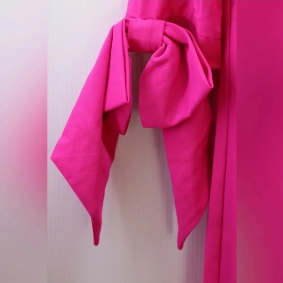 NWT CeCe size 2 Tie-Sleeve Shift Dress barbiecore pink boat neck - Picture 6 of 7